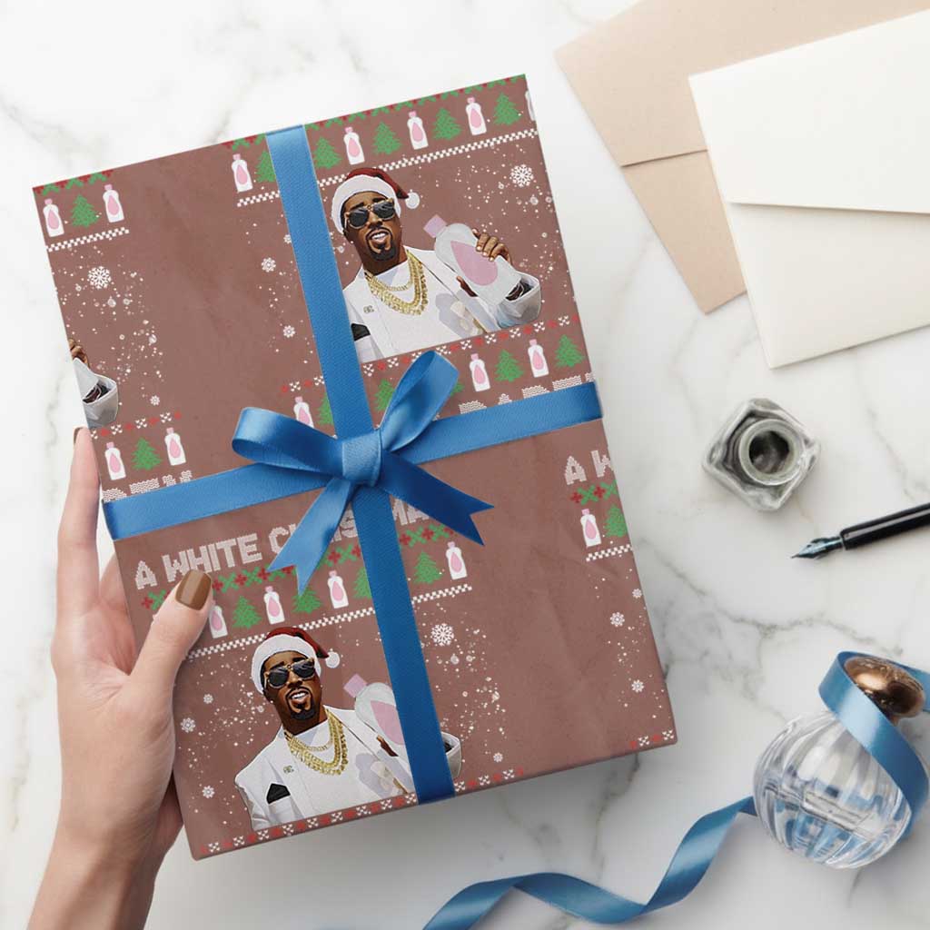 Funny Dirty Santa Diddy Christmas Wrapping Paper Roll A White Xmas Diddy Party Snowflake - Wonder Print Shop