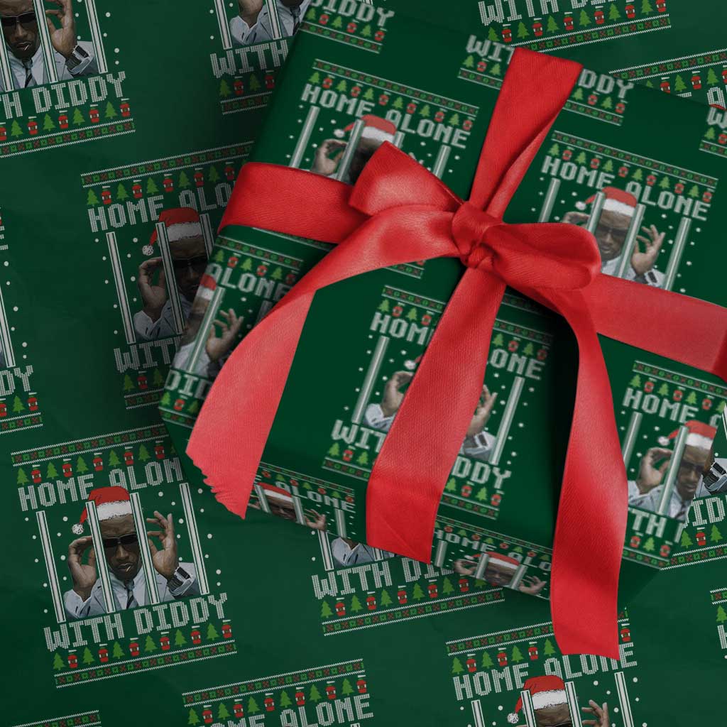 Funny Dirty Santa Diddy Christmas Wrapping Paper Roll Home Alone With Diddy - Wonder Print Shop