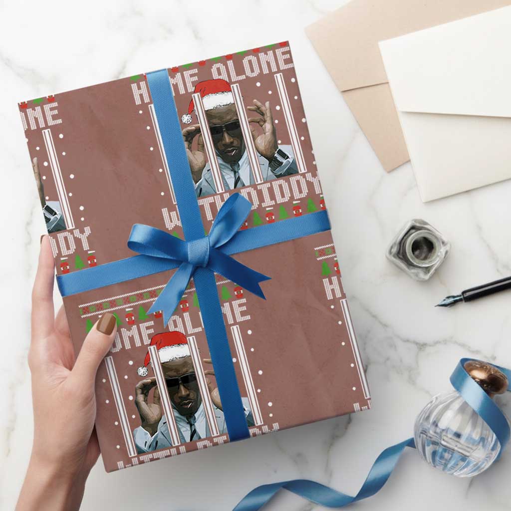 Funny Dirty Santa Diddy Christmas Wrapping Paper Roll Home Alone With Diddy - Wonder Print Shop