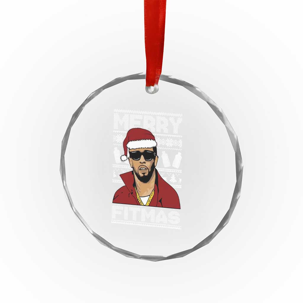 Funny Dirty Santa Diddy Merry Fitmas Crystal Glass Ornament TS11