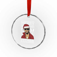 Funny Dirty Santa Diddy Merry Fitmas Crystal Glass Ornament TS11