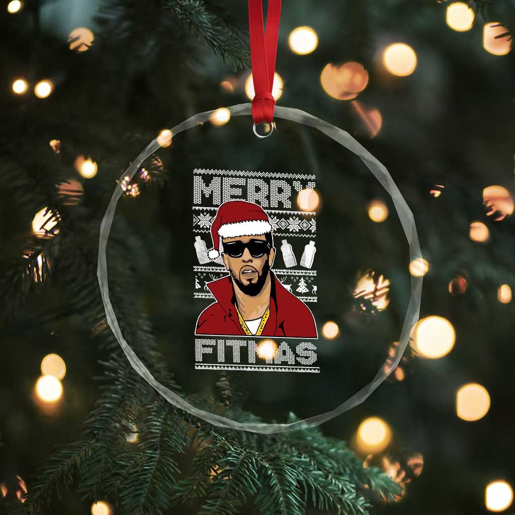 Funny Dirty Santa Diddy Merry Fitmas Crystal Glass Ornament TS11