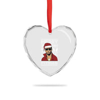 Funny Dirty Santa Diddy Merry Fitmas Heart Crystal Glass Ornament - Wonder Print Shop
