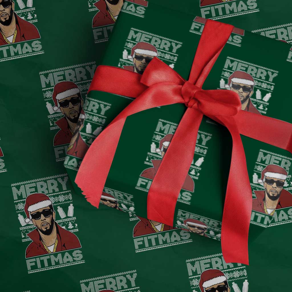 Funny Dirty Santa Diddy Merry Fitmas Wrapping Paper Roll - Wonder Print Shop