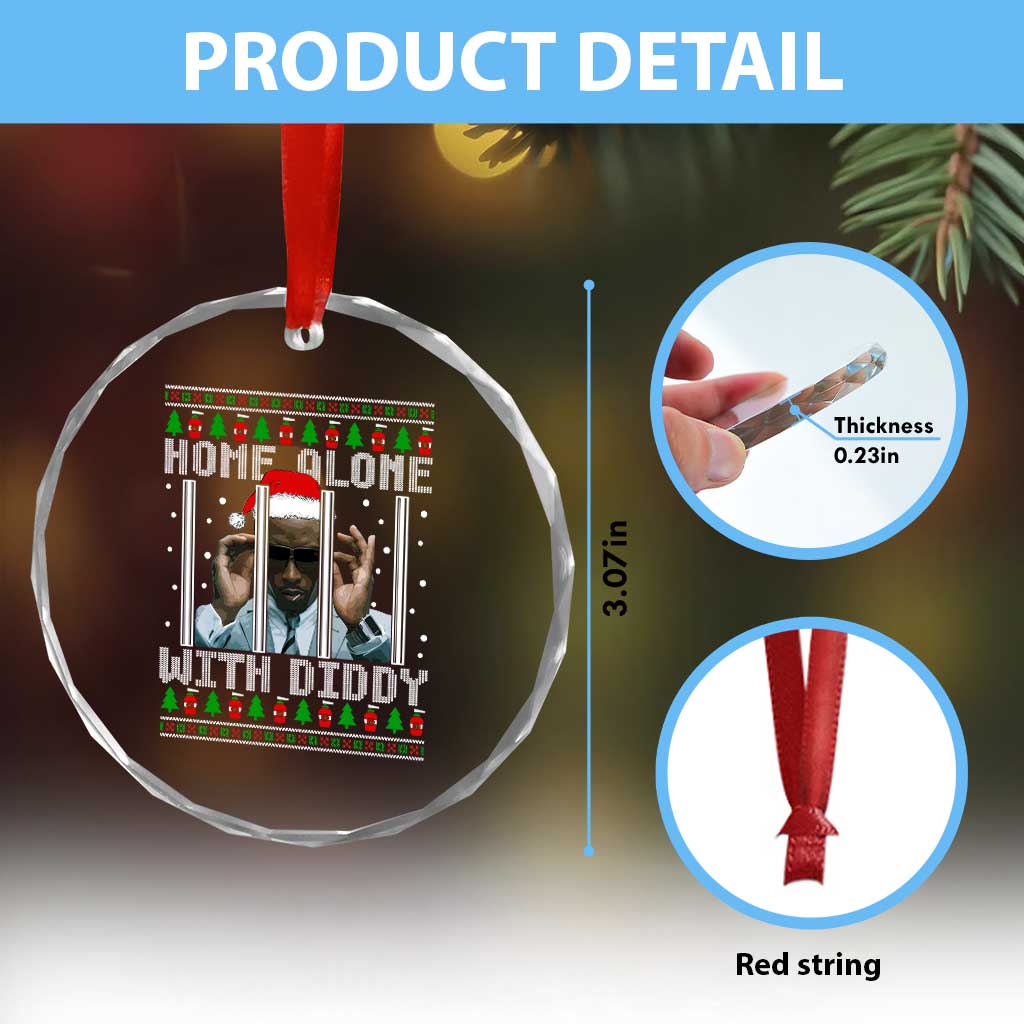 Funny Dirty Santa Diddy Xmas Crystal Glass Ornament Home Alone With Diddy TS11