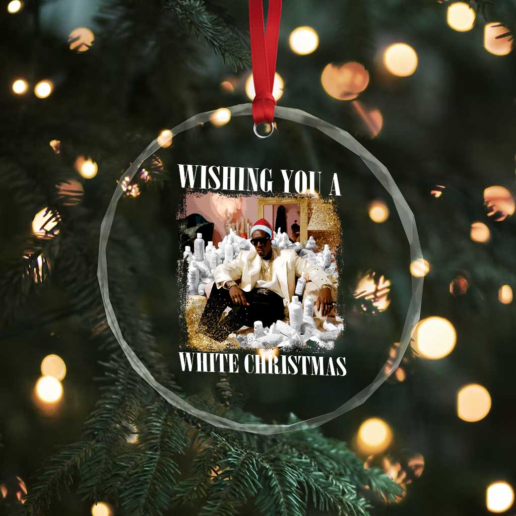 Funny Dirty Santa Diddy Xmas Crystal Glass Ornament Wishing You A White Xmas Santa Hat TS11