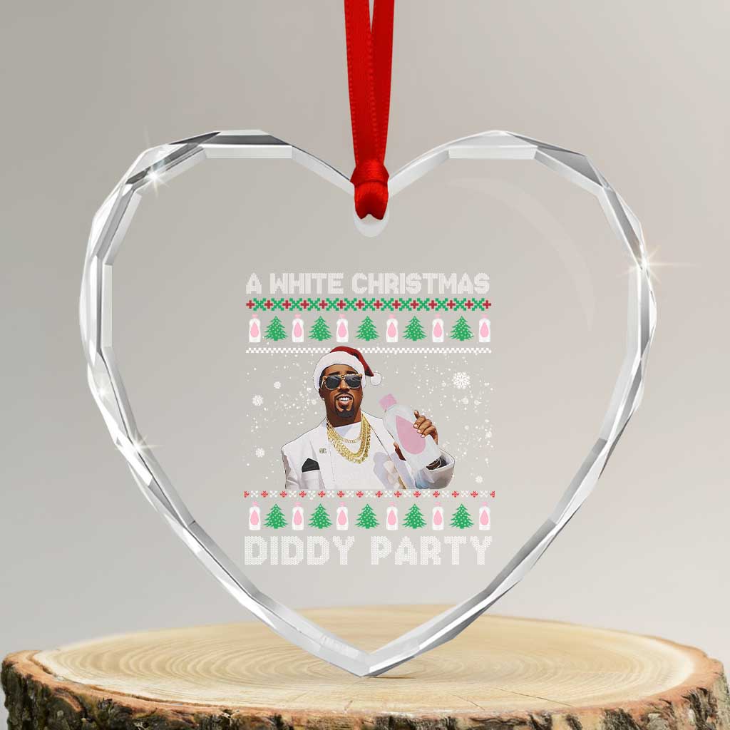 Funny Dirty Santa Diddy Xmas Heart Crystal Glass Ornament A White Xmas Diddy Party Snowflake - Wonder Print Shop