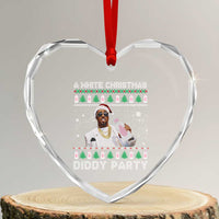 Funny Dirty Santa Diddy Xmas Heart Crystal Glass Ornament A White Xmas Diddy Party Snowflake - Wonder Print Shop