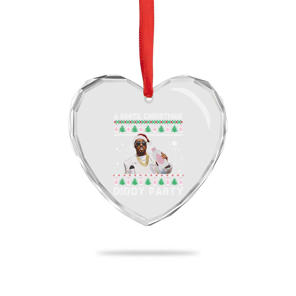 Funny Dirty Santa Diddy Xmas Heart Crystal Glass Ornament A White Xmas Diddy Party Snowflake - Wonder Print Shop