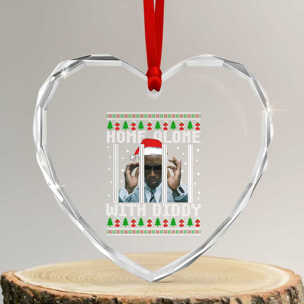 Funny Dirty Santa Diddy Xmas Heart Crystal Glass Ornament Home Alone With Diddy - Wonder Print Shop