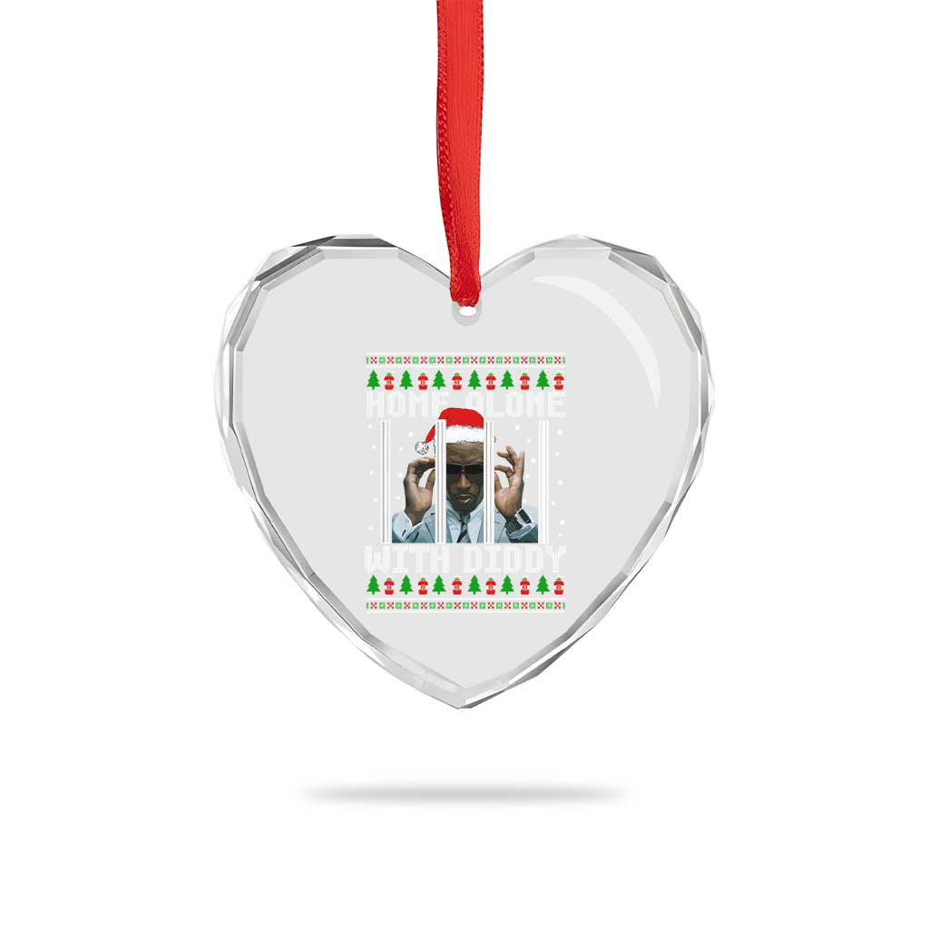 Funny Dirty Santa Diddy Xmas Heart Crystal Glass Ornament Home Alone With Diddy - Wonder Print Shop