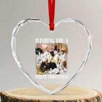 Funny Dirty Santa Diddy Xmas Heart Crystal Glass Ornament Wishing You A White Xmas Santa Hat - Wonder Print Shop