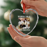 Funny Dirty Santa Diddy Xmas Heart Crystal Glass Ornament Wishing You A White Xmas Santa Hat - Wonder Print Shop