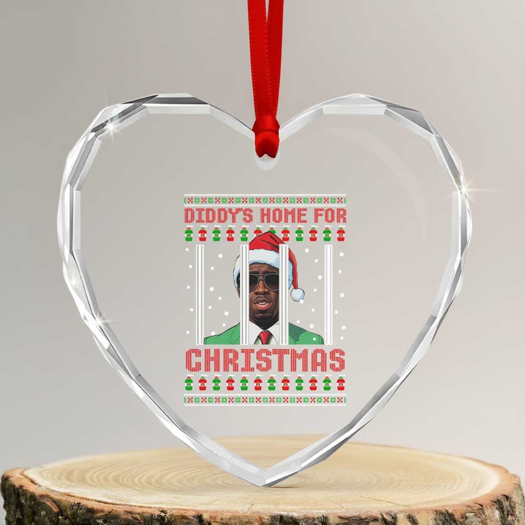 Funny Dirty Xmas Heart Crystal Glass Ornament Diddy's Home For Christmas Diddy Party - Wonder Print Shop
