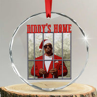 Funny Dirty Xmas Santa Diddy's Home Crystal Glass Ornament - Wonder Print Shop
