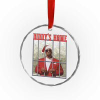Funny Dirty Xmas Santa Diddy's Home Crystal Glass Ornament - Wonder Print Shop