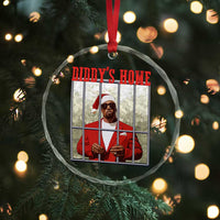 Funny Dirty Xmas Santa Diddy's Home Crystal Glass Ornament - Wonder Print Shop