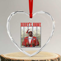 Funny Dirty Xmas Santa Diddy's Home Heart Crystal Glass Ornament - Wonder Print Shop