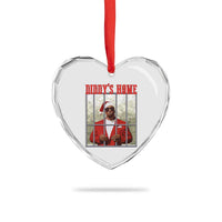 Funny Dirty Xmas Santa Diddy's Home Heart Crystal Glass Ornament - Wonder Print Shop