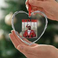 Funny Dirty Xmas Santa Diddy's Home Heart Crystal Glass Ornament - Wonder Print Shop