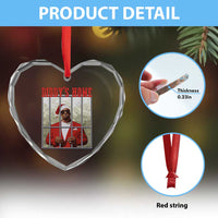 Funny Dirty Xmas Santa Diddy's Home Heart Crystal Glass Ornament - Wonder Print Shop