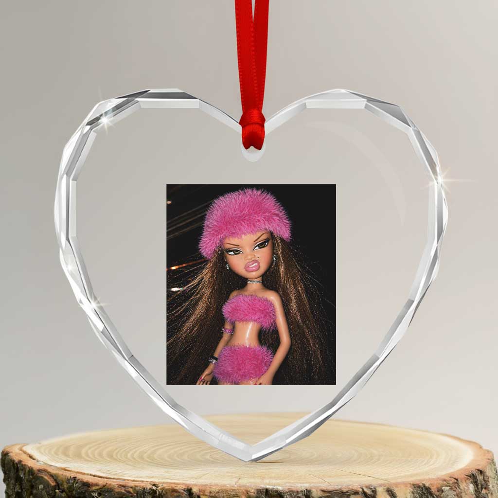 Funny Disgusting Doll Face Meme Heart Crystal Glass Ornament Expression Hilarious Sarcastic