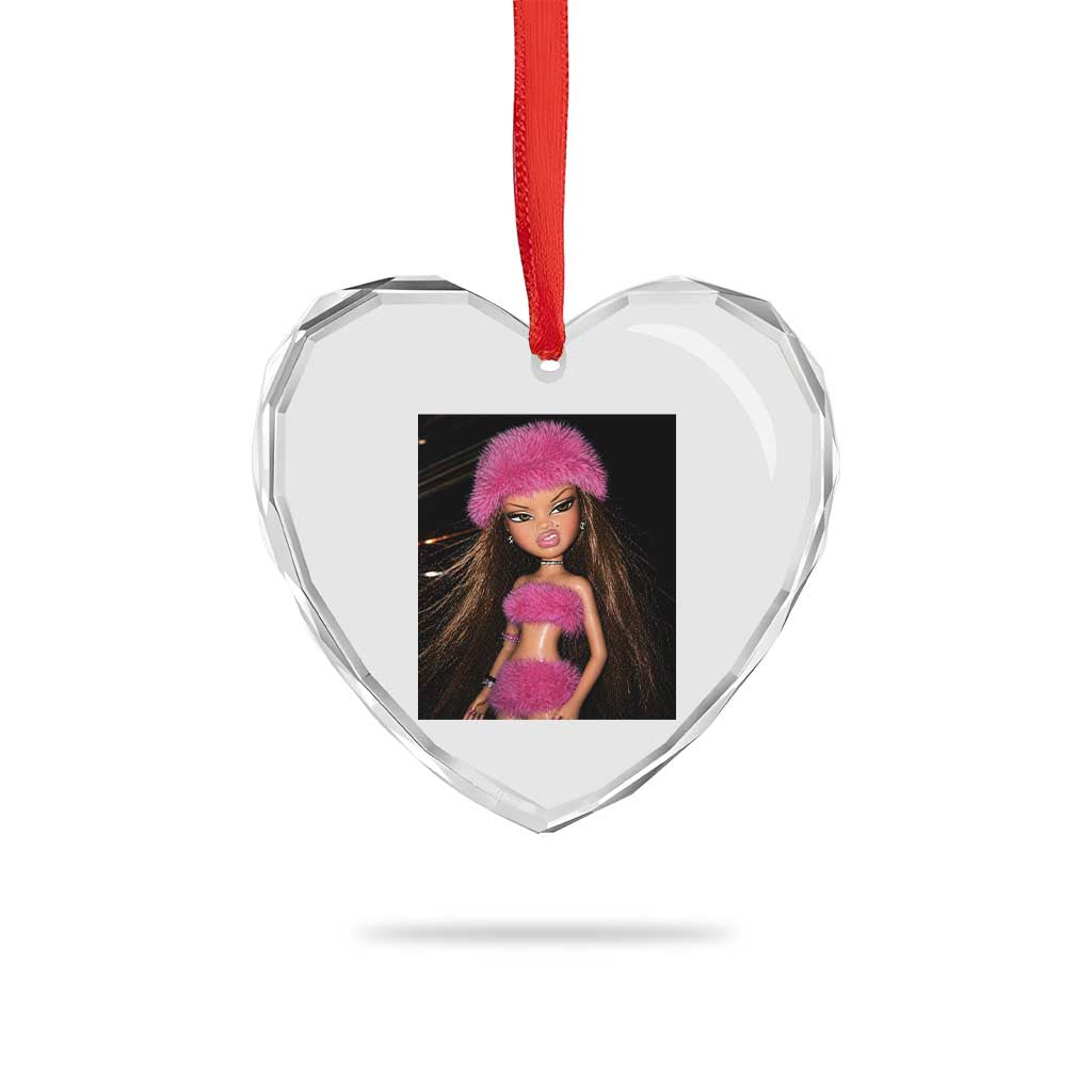 Funny Disgusting Doll Face Meme Heart Crystal Glass Ornament Expression Hilarious Sarcastic