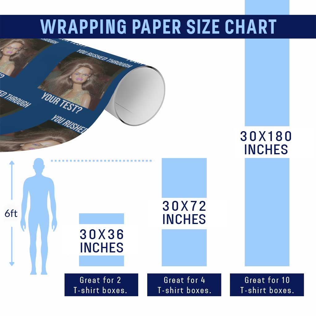 Funny Disheveled Doll Meme Testing Day Wrapping Paper Roll You Rushed Through Your Test Teacher Reaction Humor