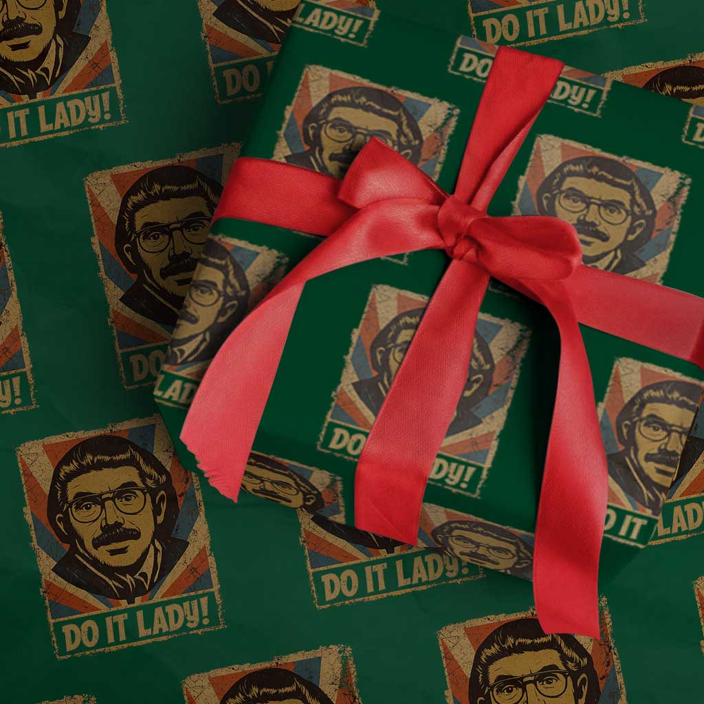 Funny Do It Lady Vintage Wrapping Paper Roll Retro 70s Mustache Guy Meme Parody - Wonder Print Shop