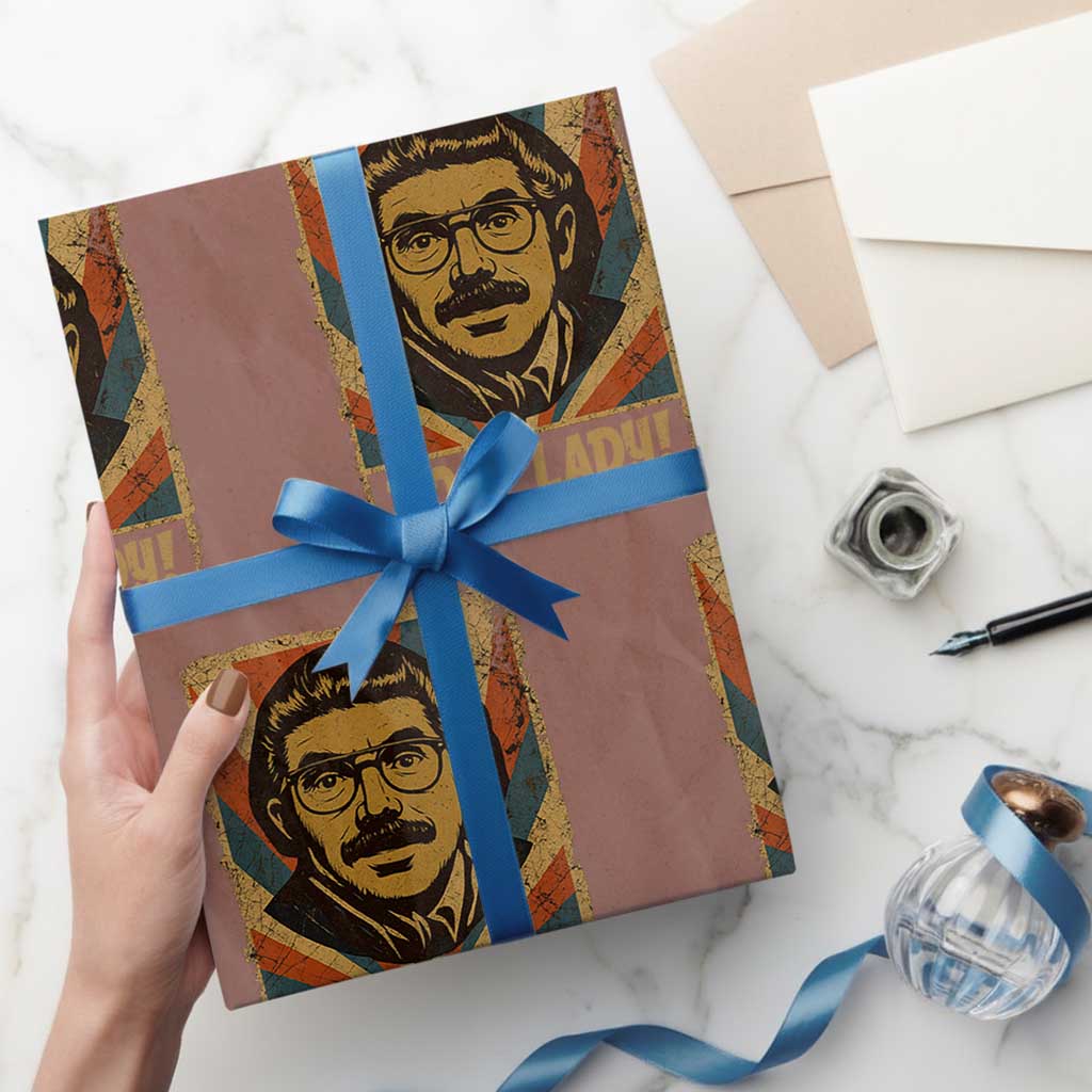 Funny Do It Lady Vintage Wrapping Paper Roll Retro 70s Mustache Guy Meme Parody - Wonder Print Shop