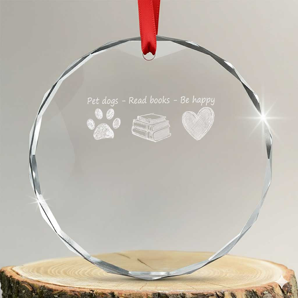 Funny Dog Book Lovers Crystal Glass Ornament Pet Dogs Read Books Be Happy