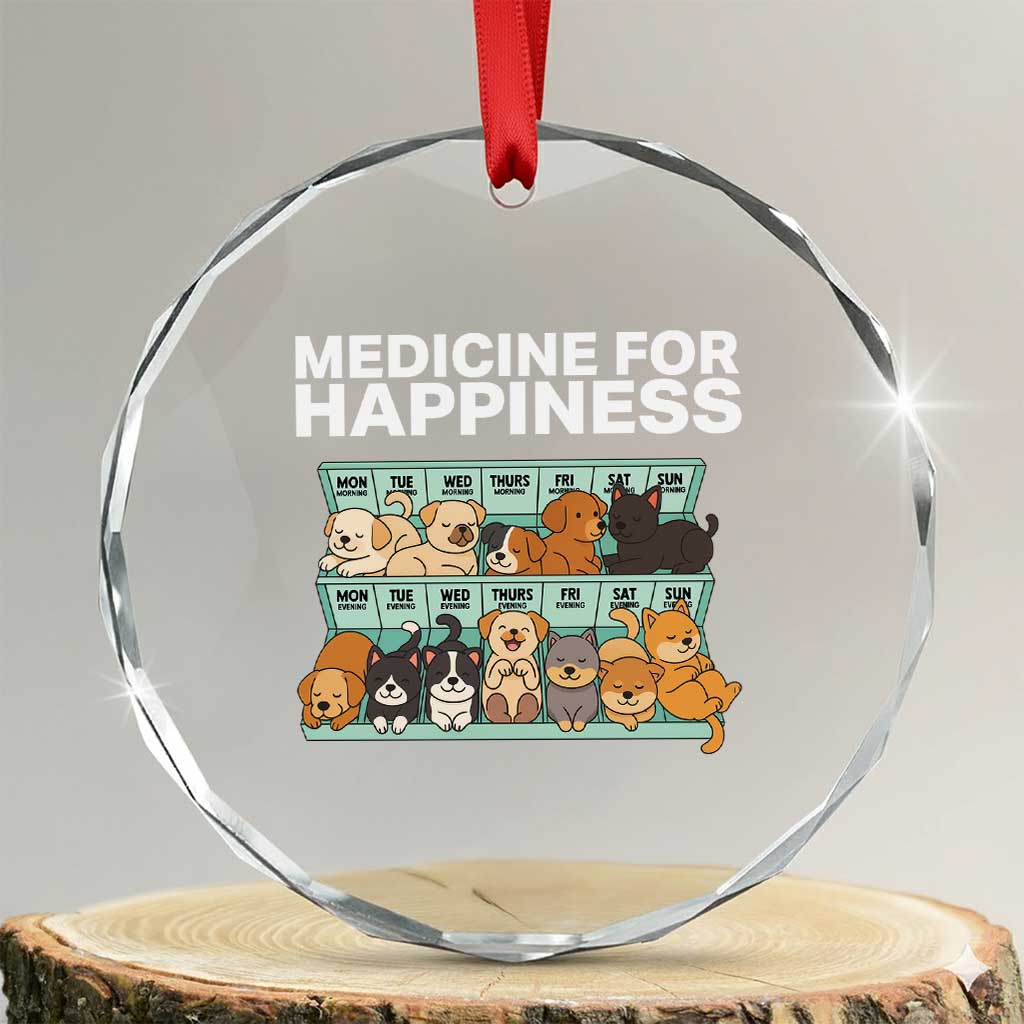 Funny Dog Lover Crystal Glass Ornament My Medicine For Happiness Called Cats Everyday - Wonder Print Shop