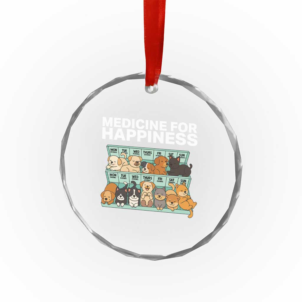 Funny Dog Lover Crystal Glass Ornament My Medicine For Happiness Called Cats Everyday - Wonder Print Shop