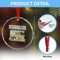 Funny Dog Lover Crystal Glass Ornament My Medicine For Happiness Called Cats Everyday - Wonder Print Shop