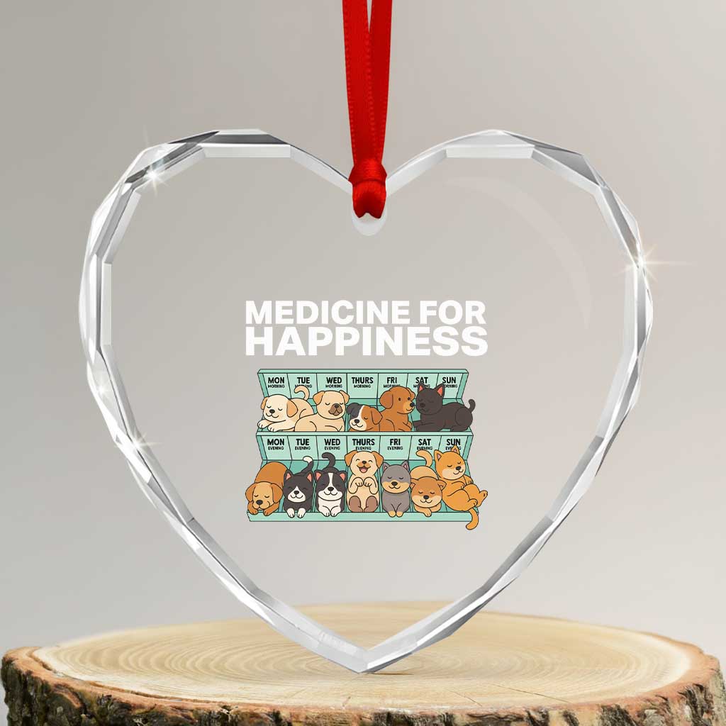 Funny Dog Lover Heart Crystal Glass Ornament My Medicine For Happiness Called Cats Everyday - Wonder Print Shop