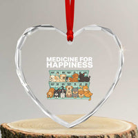 Funny Dog Lover Heart Crystal Glass Ornament My Medicine For Happiness Called Cats Everyday - Wonder Print Shop