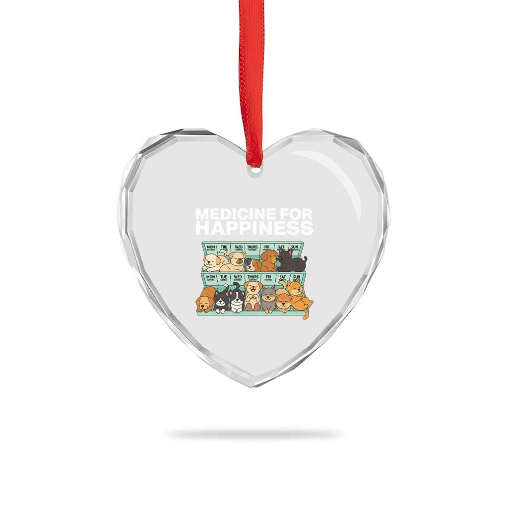 Funny Dog Lover Heart Crystal Glass Ornament My Medicine For Happiness Called Cats Everyday - Wonder Print Shop