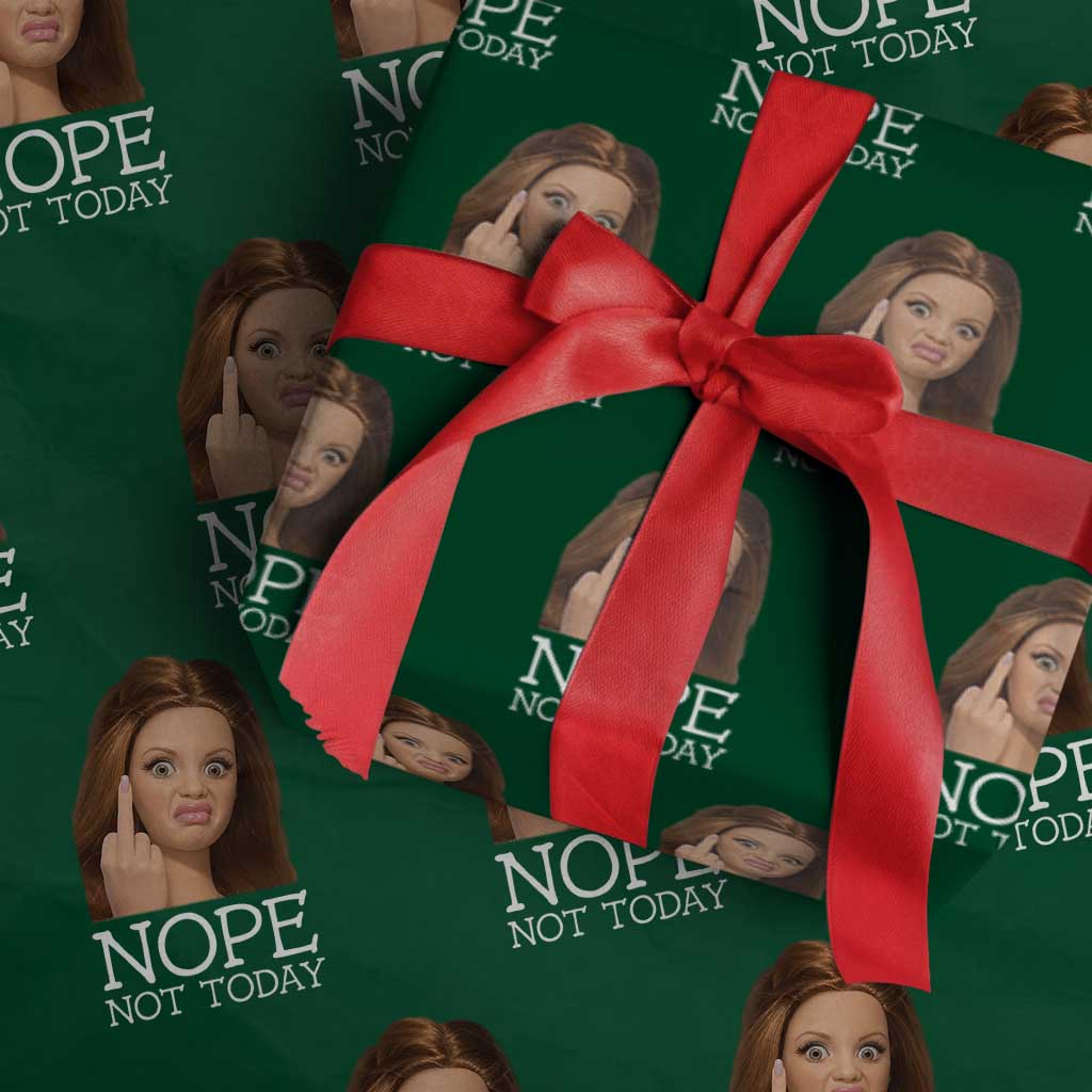 Funny Doll Face Disgusted Wrapping Paper Roll Nope Not Today Meme