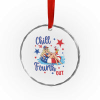Funny Doll Face Meme 4th Of July Crystal Glass Ornament Chill The Fourth Out
