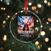 Funny Doll Face Meme 4th Of July Crystal Glass Ornament USA Freedom Jet Fighter Graphic