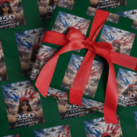 Funny Doll Face Meme 4th Of July Wrapping Paper Roll USA Freedom Jet Fighter Graphic