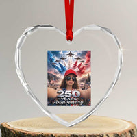 Funny Doll Face Meme 4th Of July Heart Crystal Glass Ornament USA Freedom Jet Fighter Graphic