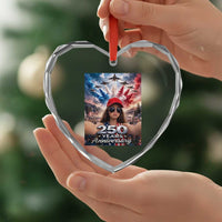 Funny Doll Face Meme 4th Of July Heart Crystal Glass Ornament USA Freedom Jet Fighter Graphic