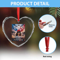 Funny Doll Face Meme 4th Of July Heart Crystal Glass Ornament USA Freedom Jet Fighter Graphic