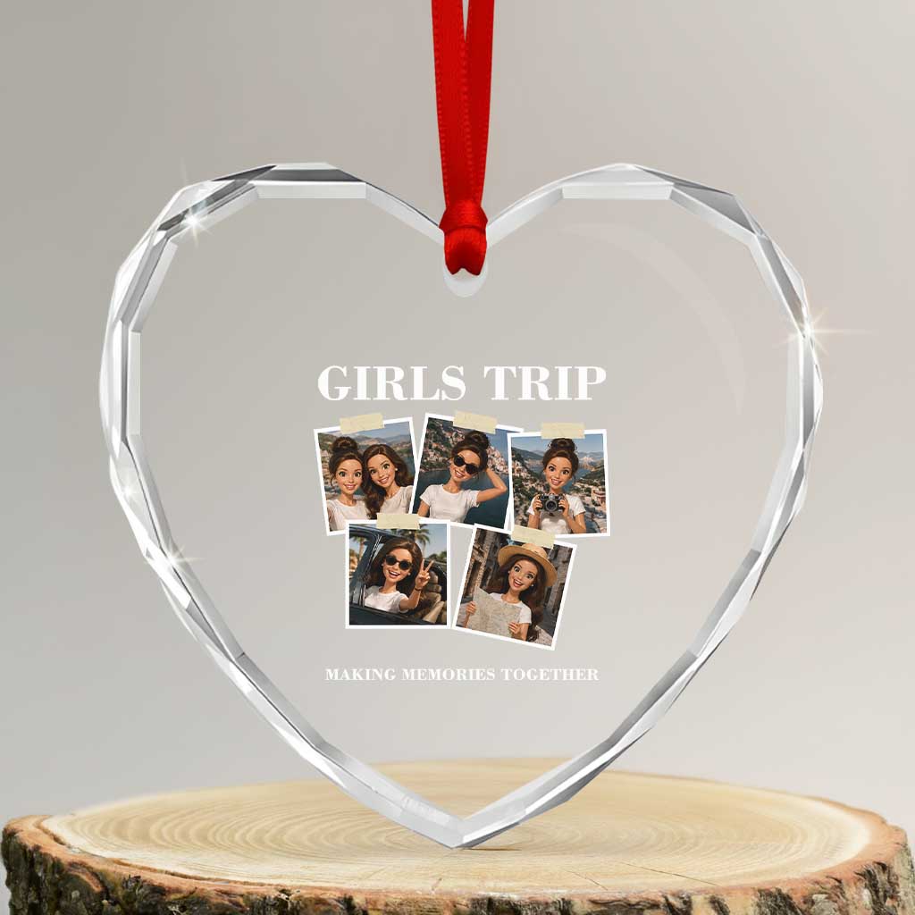 Funny Doll Face Meme Girls Trip Heart Crystal Glass Ornament Travel Squad Bestie Gift