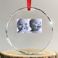 Funny Double Trouble Tuff Baby Meme Crystal Glass Ornament Viral AI Niche Baby Holding Laugh Duo Reaction - Wonder Print Shop