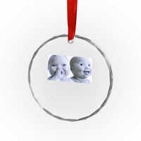 Funny Double Trouble Tuff Baby Meme Crystal Glass Ornament Viral AI Niche Baby Holding Laugh Duo Reaction - Wonder Print Shop