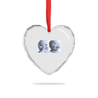 Funny Double Trouble Tuff Baby Meme Heart Crystal Glass Ornament Viral AI Niche Baby Holding Laugh Duo Reaction - Wonder Print Shop