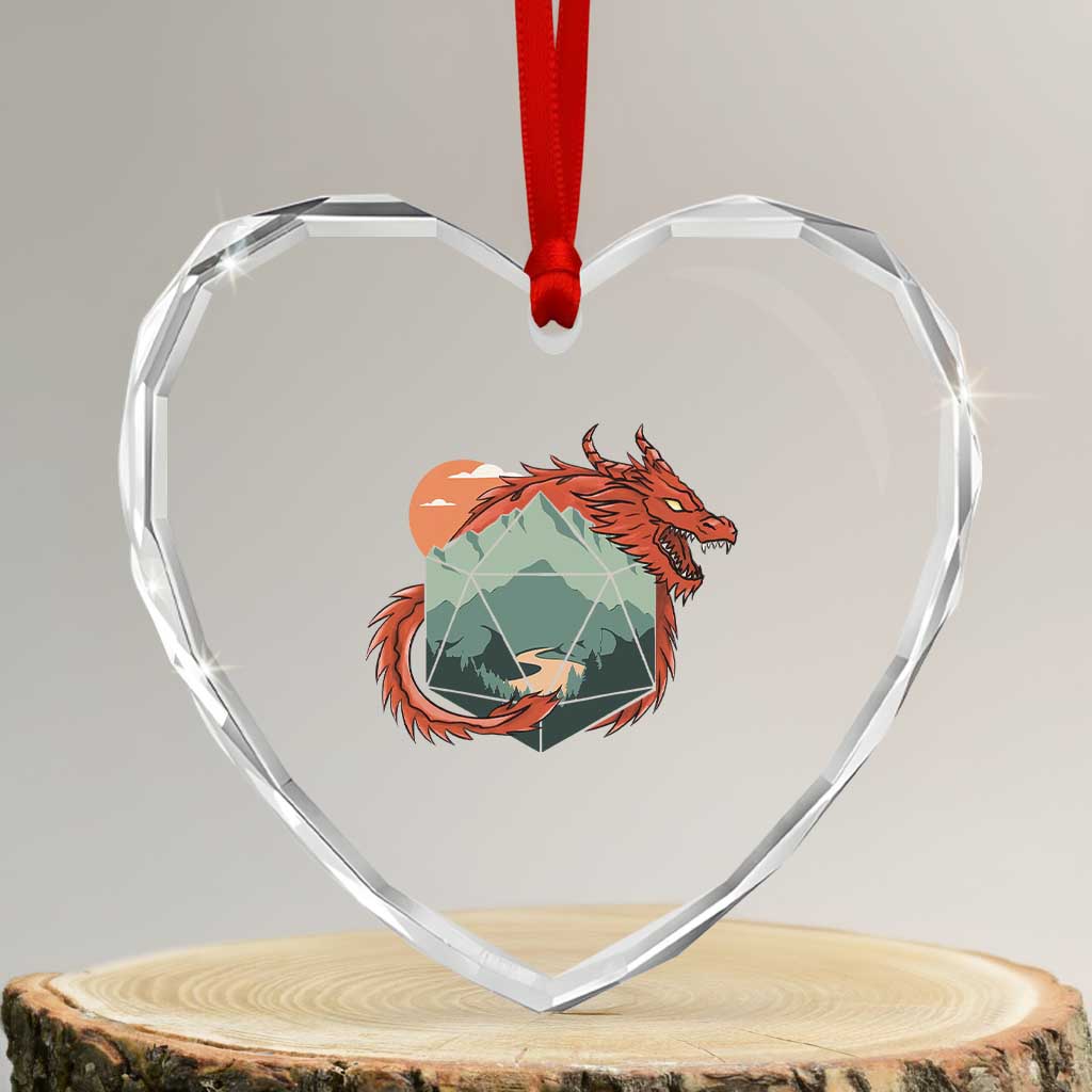 Funny Dragon Tabletop RPG Dice Game Heart Crystal Glass Ornament