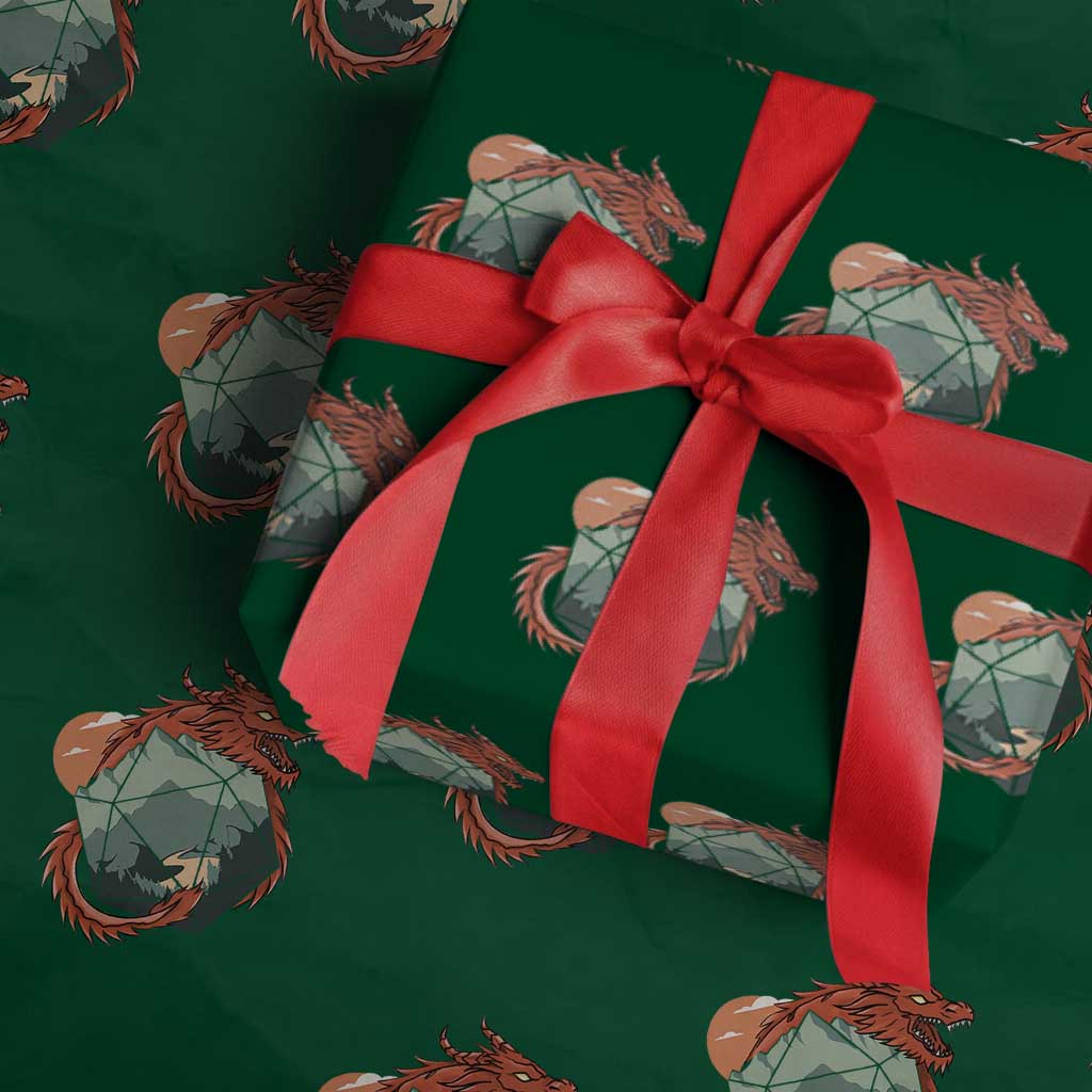 Funny Dragon Tabletop RPG Dice Game Wrapping Paper Roll
